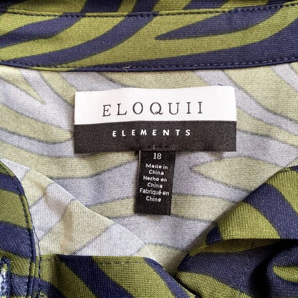 NWT Eloquii Elements Midi Shirtdress Green Blue Zebra Stripe Plus Size 18 - Picture 8 of 9
